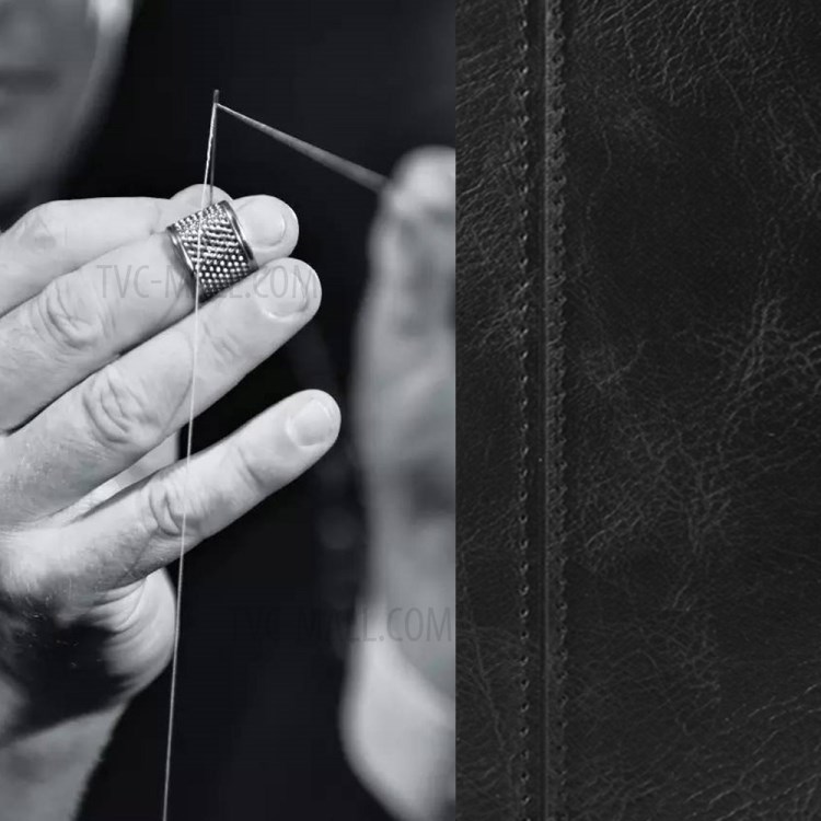 Cassa Del Telefono Di Cuoio Rivestito In PU PC + TPU Ibrido Per Xiaomi Redmi 9 - Nero-5