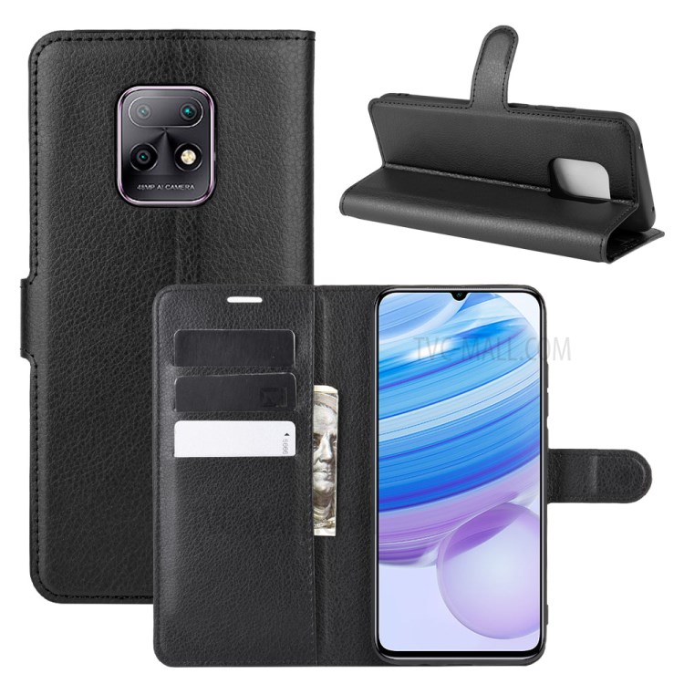 Litchi Texture Wallet Leather Phone Case for Xiaomi Redmi 10X/Redmi 10X Pro 5G - Black-1