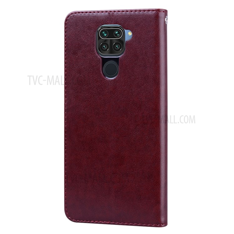 Imprint Rose Flower Magnetic Leather Shell for Xiaomi Redmi Note 9/Redmi 10X 4G - Brown-2