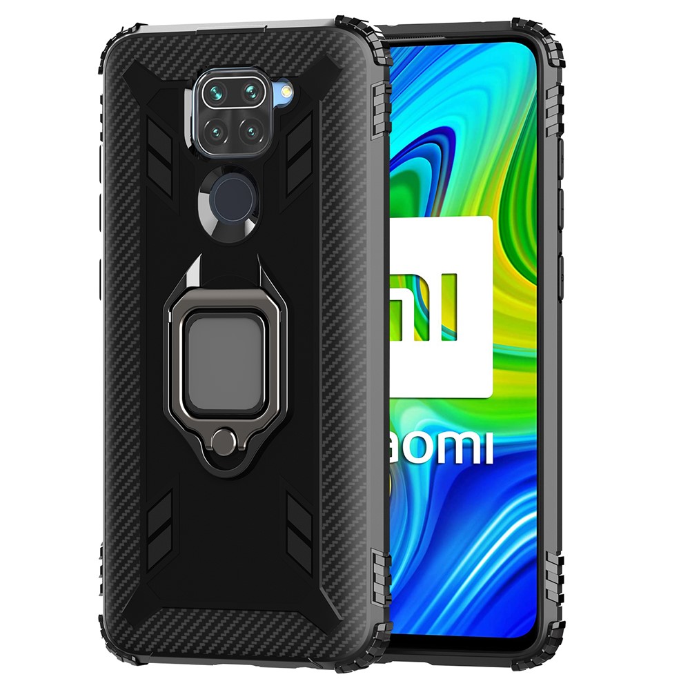 Bague De Protection TPU Béquille Shell Téléphone Cellulaire Pour Xiaomi Redmi Note 9 / 10X 4G - Noir-1
