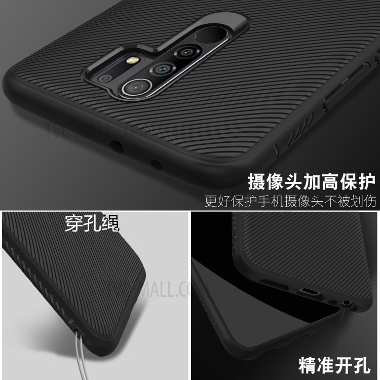 LENUO Sarja Textura TPU Caso De Volta Para Xiaomi Redmi 9 - Preto-4