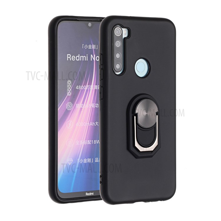 Cassa Del Telefono In Silicone Armatura Nera Serie Anulare Per Xiaomi Redmi Nota 8 - Nero-1