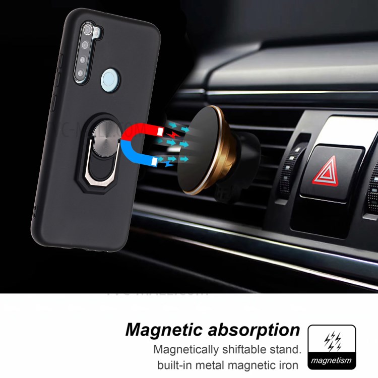 Cassa Del Telefono In Silicone Armatura Nera Serie Anulare Per Xiaomi Redmi Nota 8 - Nero-5