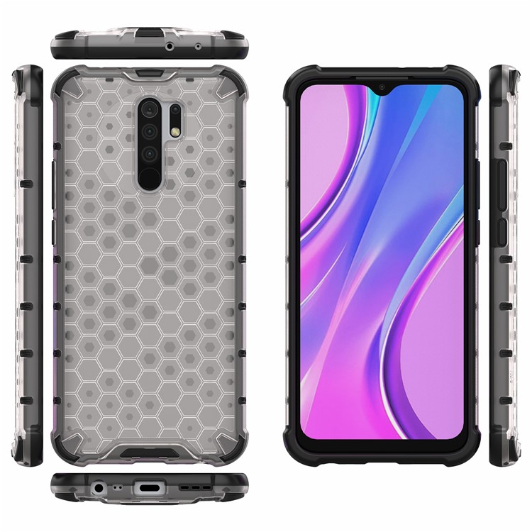 À Prova De Choque Estilo Favo De Mel TPU + PC Shell Para Xiaomi Redmi 9 - Branco-12