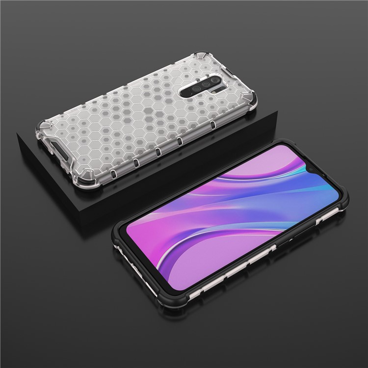 À Prova De Choque Estilo Favo De Mel TPU + PC Shell Para Xiaomi Redmi 9 - Branco-13
