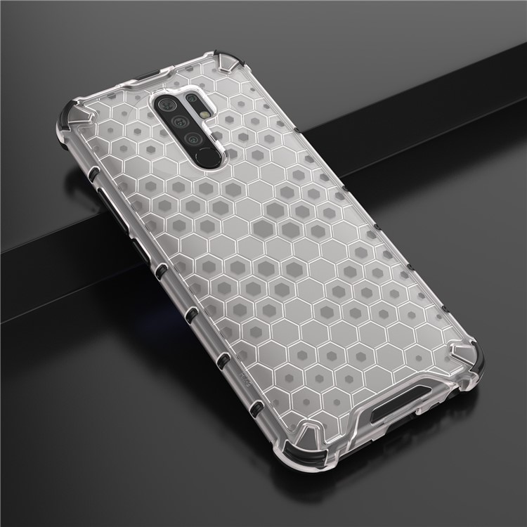À Prova De Choque Estilo Favo De Mel TPU + PC Shell Para Xiaomi Redmi 9 - Branco-14
