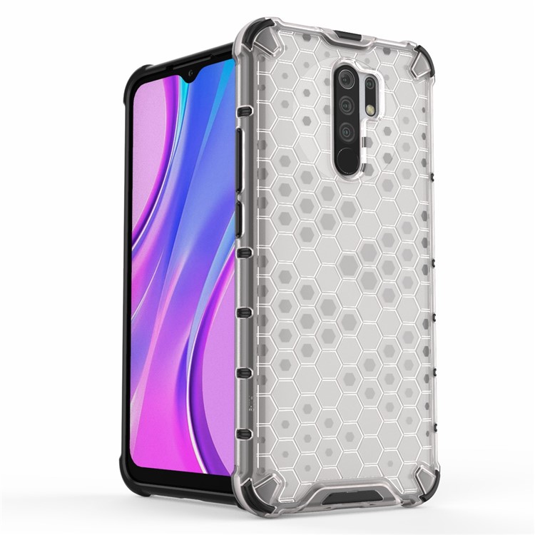 À Prova De Choque Estilo Favo De Mel TPU + PC Shell Para Xiaomi Redmi 9 - Branco-2