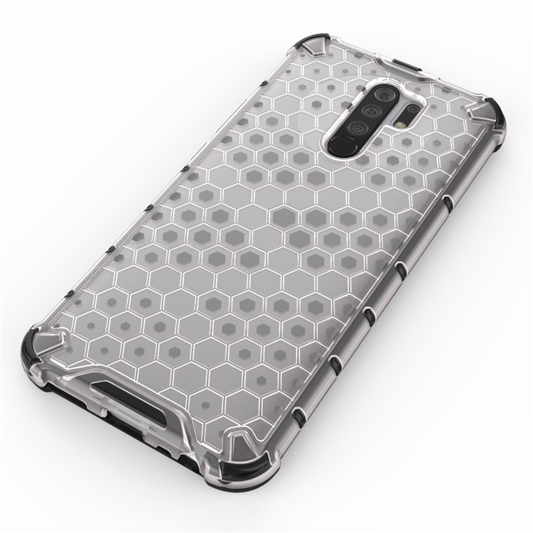 À Prova De Choque Estilo Favo De Mel TPU + PC Shell Para Xiaomi Redmi 9 - Branco-4