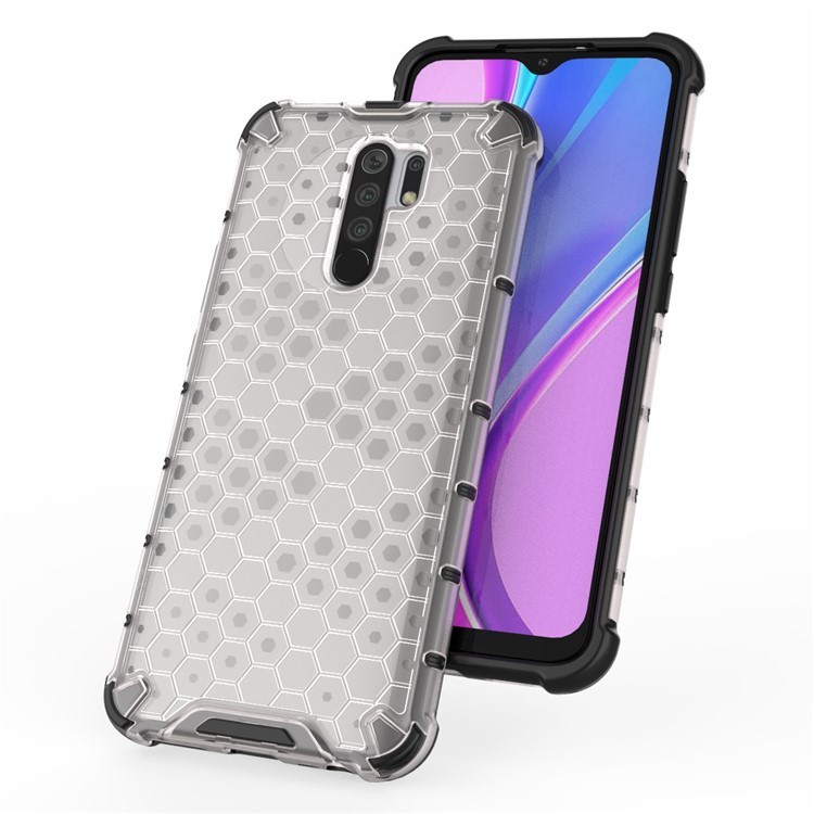 À Prova De Choque Estilo Favo De Mel TPU + PC Shell Para Xiaomi Redmi 9 - Branco-7