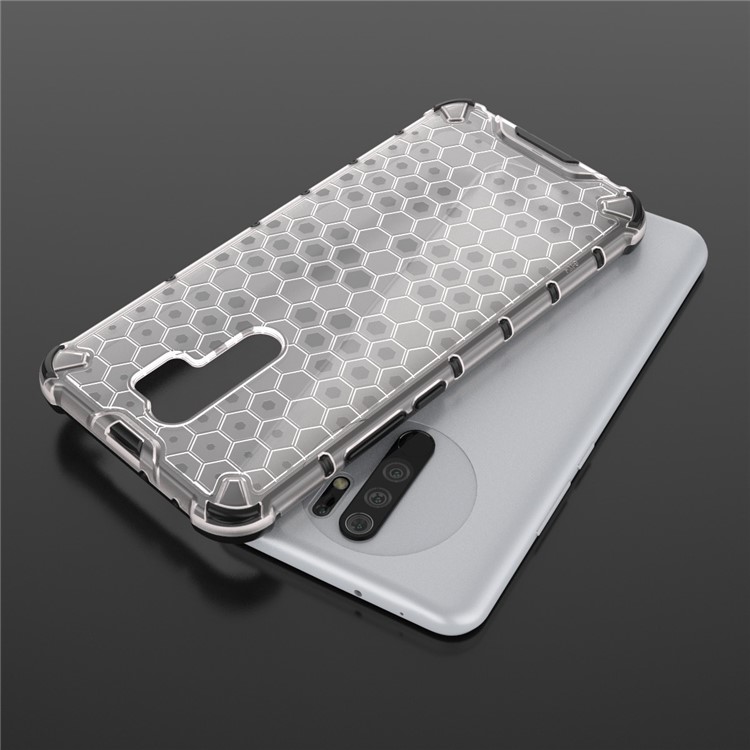 À Prova De Choque Estilo Favo De Mel TPU + PC Shell Para Xiaomi Redmi 9 - Branco-8