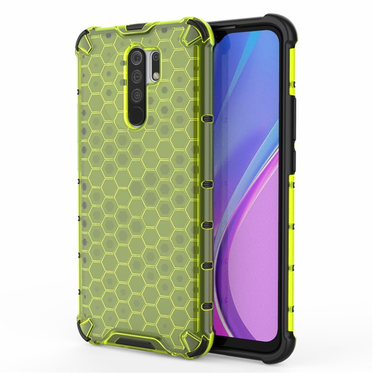 Honeycomb Style Shock-proof TPU + PC Shell for Xiaomi Redmi 9 - Green-1