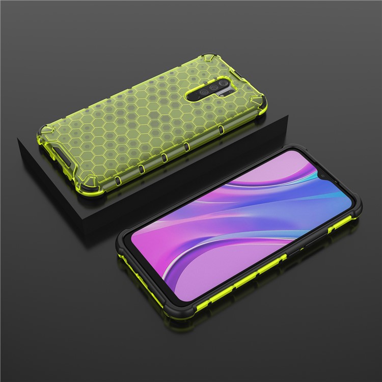 Honeycomb Style Shock-proof TPU + PC Shell for Xiaomi Redmi 9 - Green-3