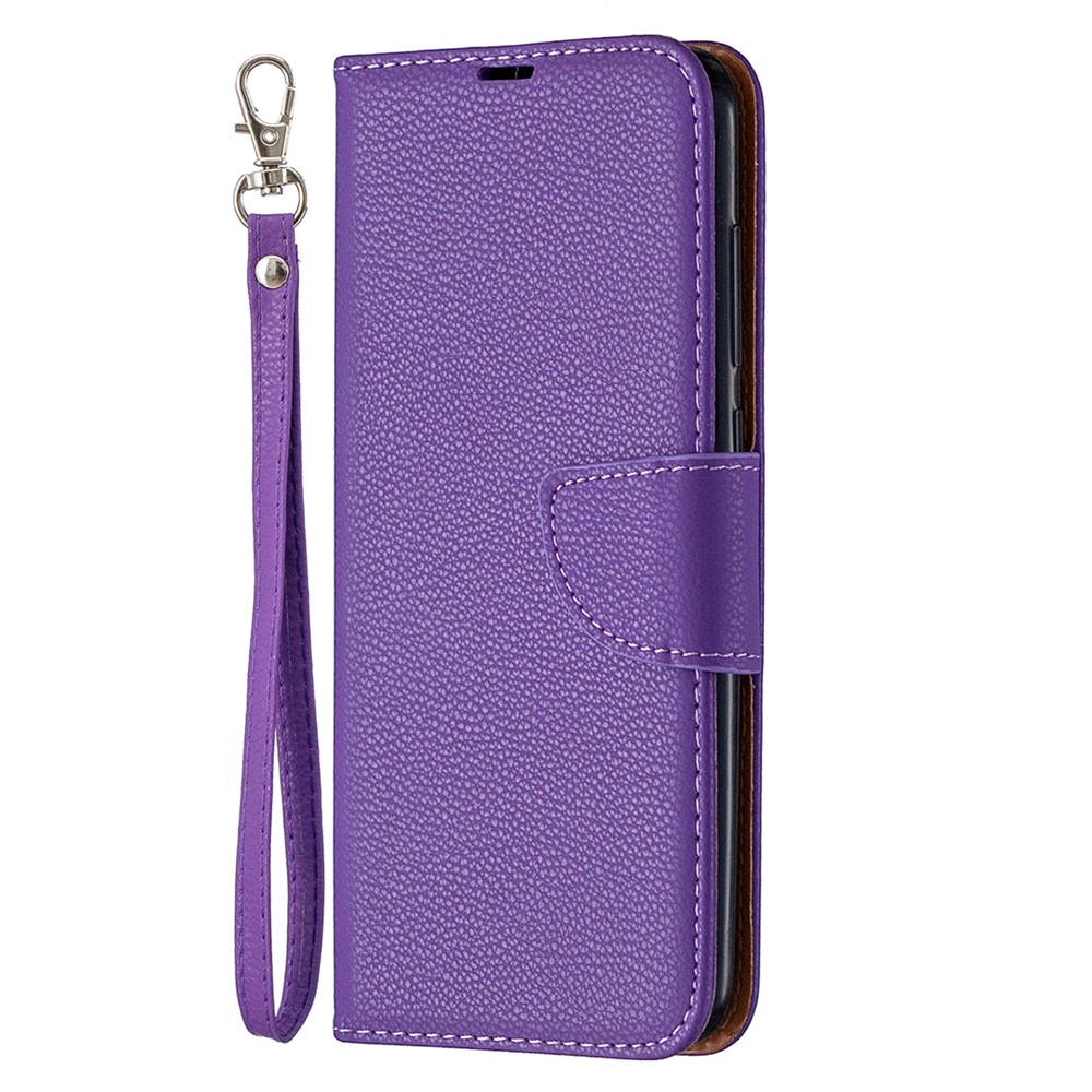 Litchi Skin with Wallet Leather Cover for Xiaomi Redmi Note 9/Redmi 10X 4G - Purple-7
