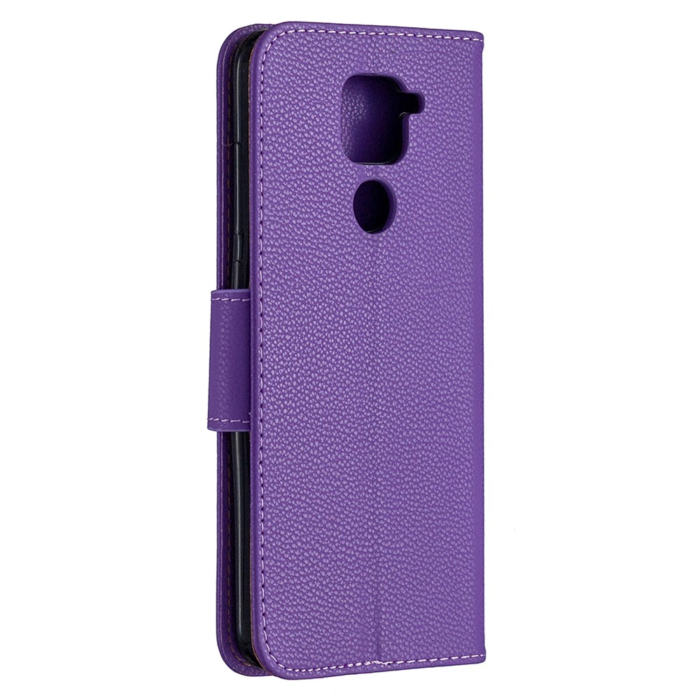 Litchi Skin with Wallet Leather Cover for Xiaomi Redmi Note 9/Redmi 10X 4G - Purple-8