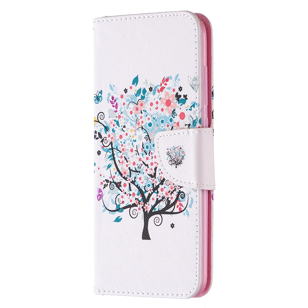 Estuche de Cuero de Impresión de Patrones Con Billetera de Soporte Para Xiaomi Redmi Nota 9/Redmi 10x 4G - Árbol de Flores