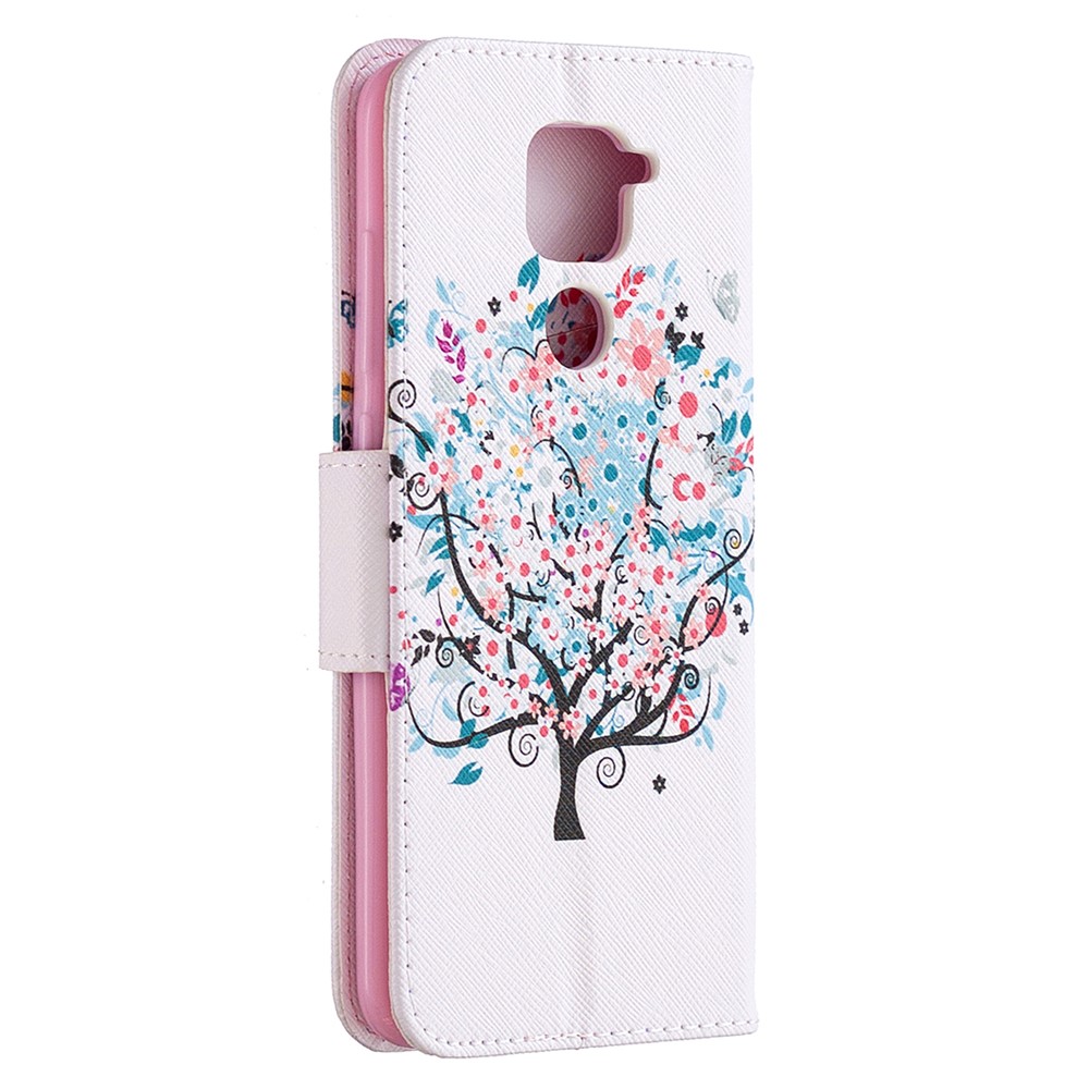 Padrão De Capa De Couro Impressão Com Carteira Suporte Para Xiaomi Nota Redmi 9 / Redmi 10X 4G - Árvore Florescida-7