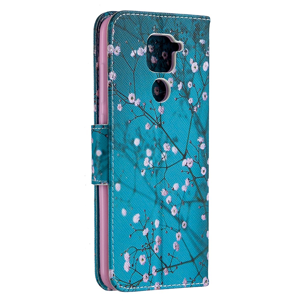 Pattern Printing Leather Case with Stand Wallet for Xiaomi Redmi Note 9/Redmi 10X 4G - Tree with Flowers-3