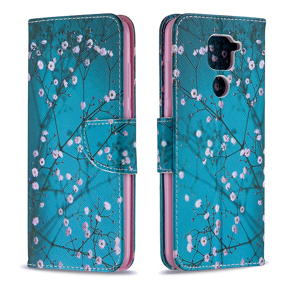 Pattern Printing Leather Case with Stand Wallet for Xiaomi Redmi Note 9/Redmi 10X 4G - Tree with Flowers-4