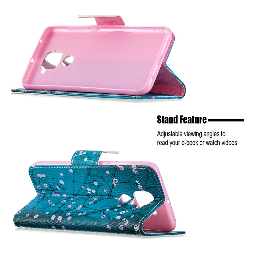 Pattern Printing Leather Case with Stand Wallet for Xiaomi Redmi Note 9/Redmi 10X 4G - Tree with Flowers-5