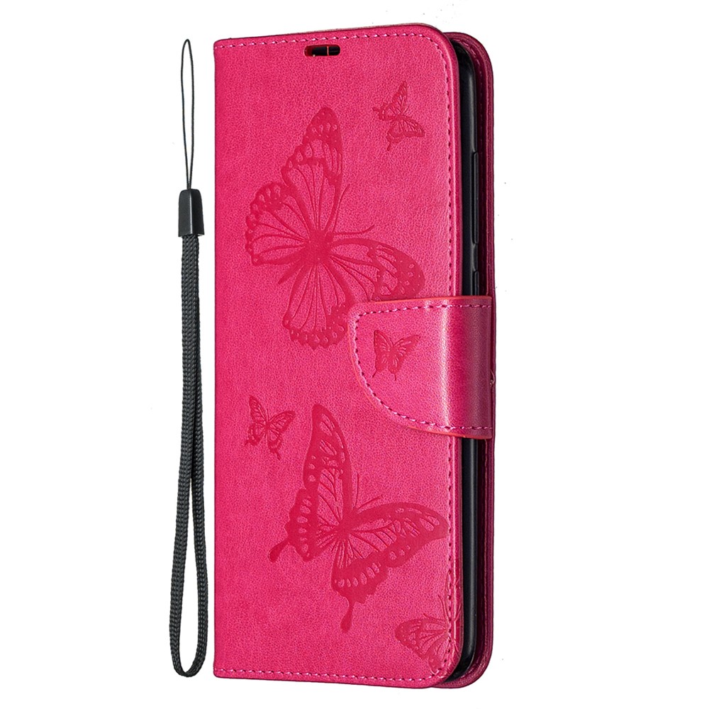 Papillons Impression Shell Téléphone En Cuir À Rabat Pour Xiaomi Redmi 10X 4 G / Notes Redmi 9 - Rose-6