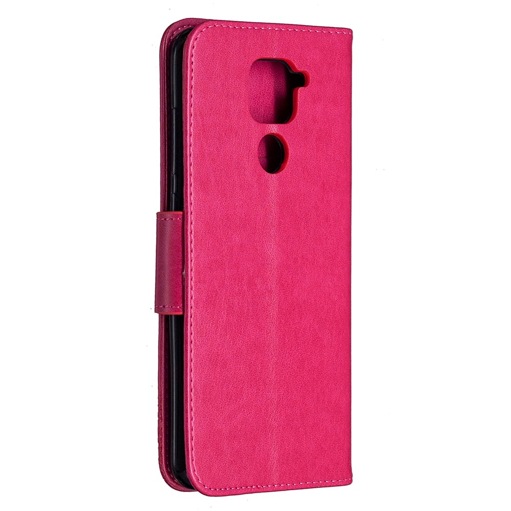 Abdruck Schmetterlinge Flip Leder Telefonschale Für Xiaomi Redmi 10x 4G/Redmi Note 9 - Rose