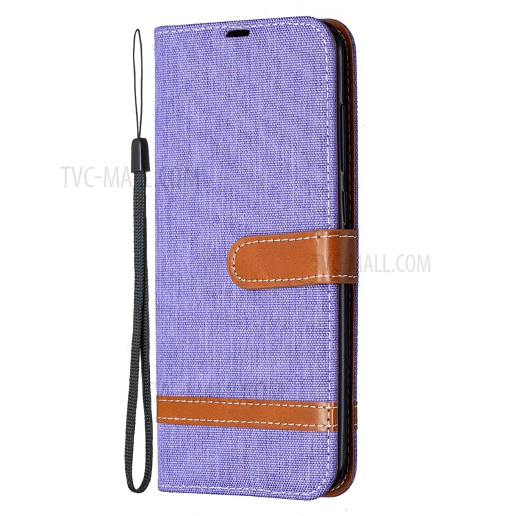 Color Splicing Jeans Cloth Skin Leather Phone Shell for Xiaomi Redmi Note 9/Redmi 10X 4G - Purple-6