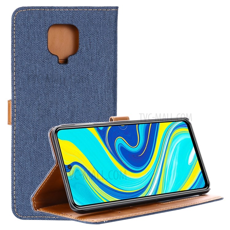 Oxford Cloth Flip Leather Wallet Phone Shell for Xiaomi Redmi Note 9S/Note 9 Pro/Note 9 Pro Max - Dark Blue-1