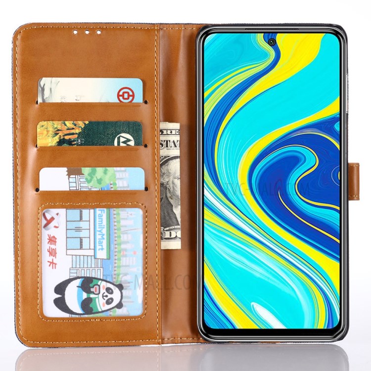 Oxford Cloth Flip Leather Wallet Phone Shell for Xiaomi Redmi Note 9S/Note 9 Pro/Note 9 Pro Max - Dark Blue-4