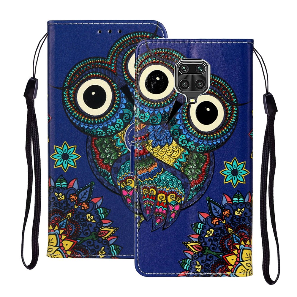 En Relief Cas De Téléphone En Cuir Porte-monnaie À Motifs Pour Xiaomi Redmi Notes 9S / 9 Pro / 9 Pro Max - Hibou-1