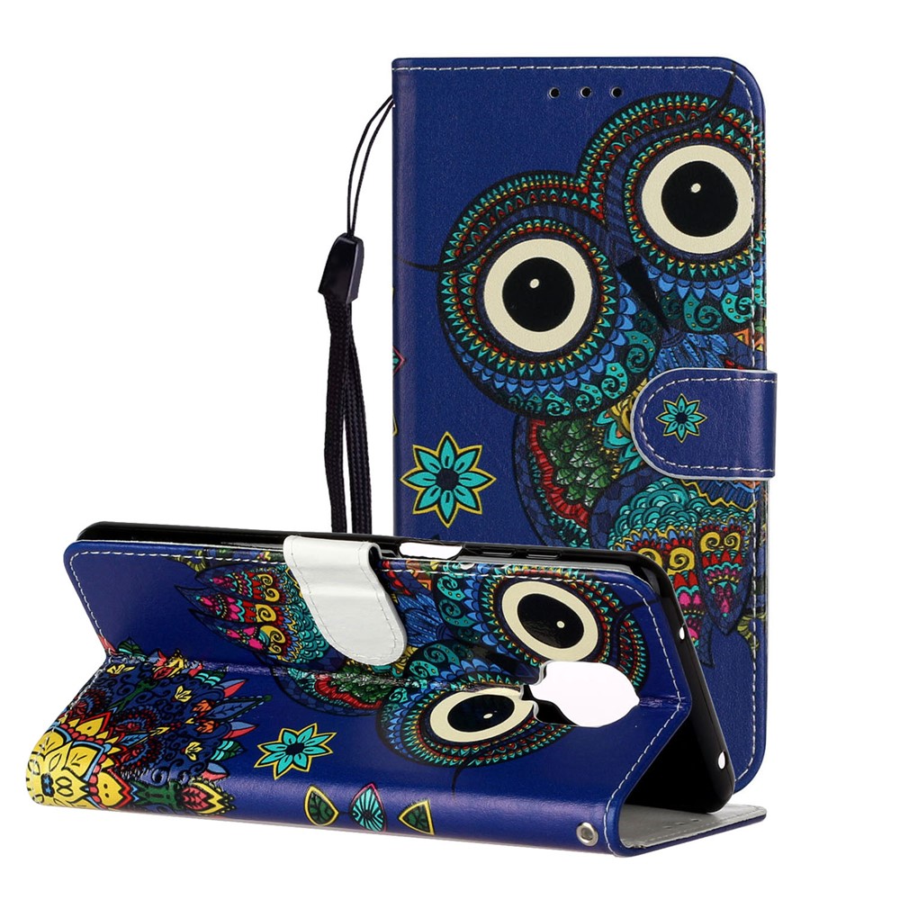 En Relief Cas De Téléphone En Cuir Porte-monnaie À Motifs Pour Xiaomi Redmi Notes 9S / 9 Pro / 9 Pro Max - Hibou-2