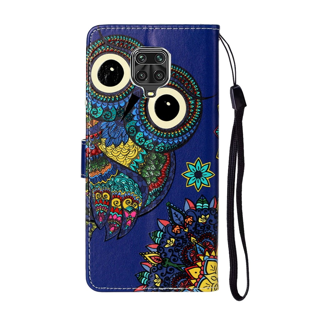 En Relief Cas De Téléphone En Cuir Porte-monnaie À Motifs Pour Xiaomi Redmi Notes 9S / 9 Pro / 9 Pro Max - Hibou-4