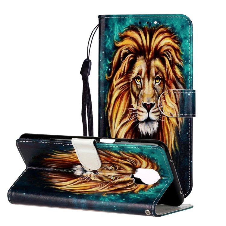 Embossed Patterned Wallet Leather Phone Case for Xiaomi Redmi Note 9S/9 Pro/9 Pro Max - Lion-2