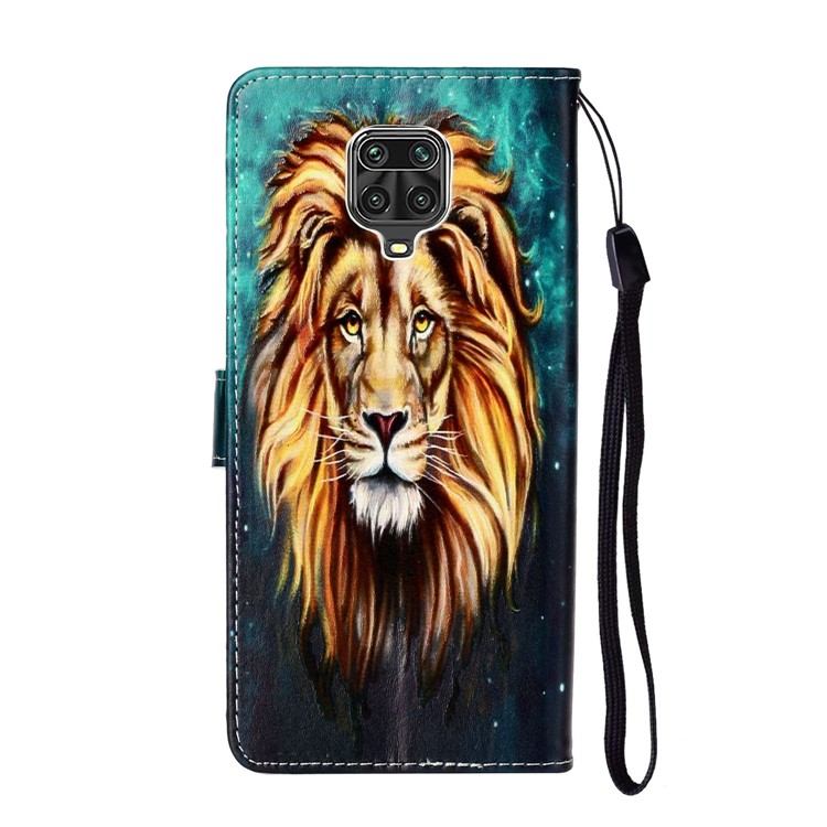 Embossed Patterned Wallet Leather Phone Case for Xiaomi Redmi Note 9S/9 Pro/9 Pro Max - Lion-4