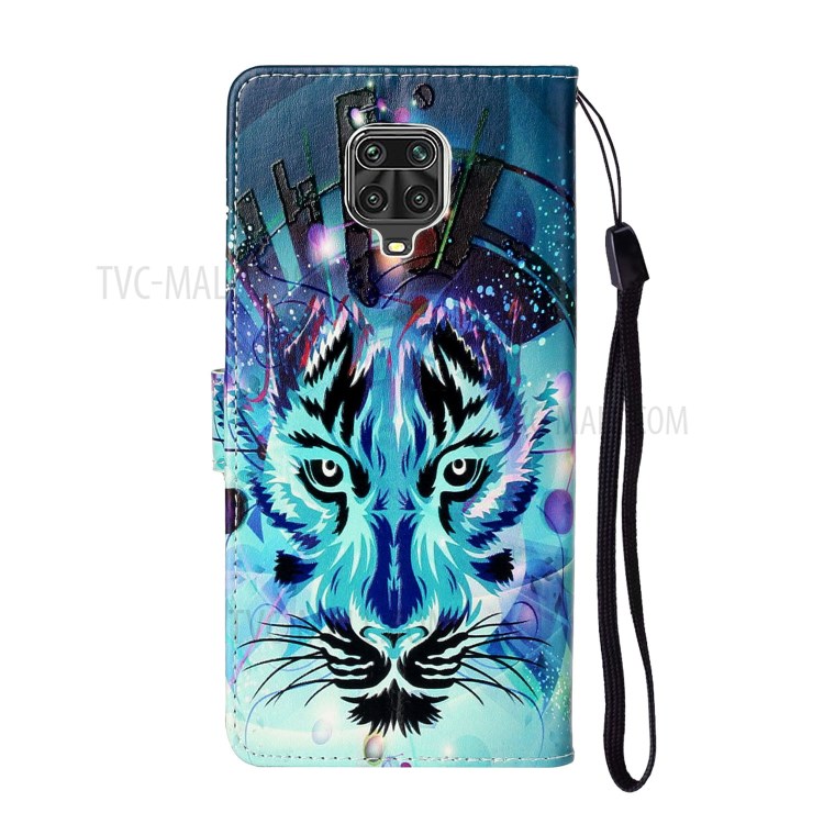 Embossed Patterned Wallet Leather Phone Case for Xiaomi Redmi Note 9S/9 Pro/9 Pro Max - Tiger Face-4