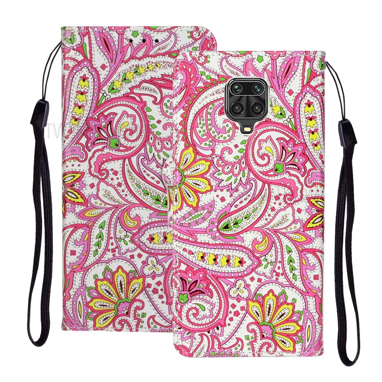 Embossed Patterned Wallet Leather Phone Case for Xiaomi Redmi Note 9S/9 Pro/9 Pro Max - Paisley Flower-1