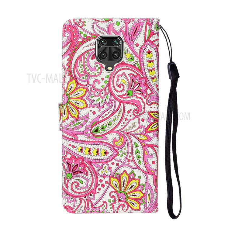 Embossed Patterned Wallet Leather Phone Case for Xiaomi Redmi Note 9S/9 Pro/9 Pro Max - Paisley Flower-4