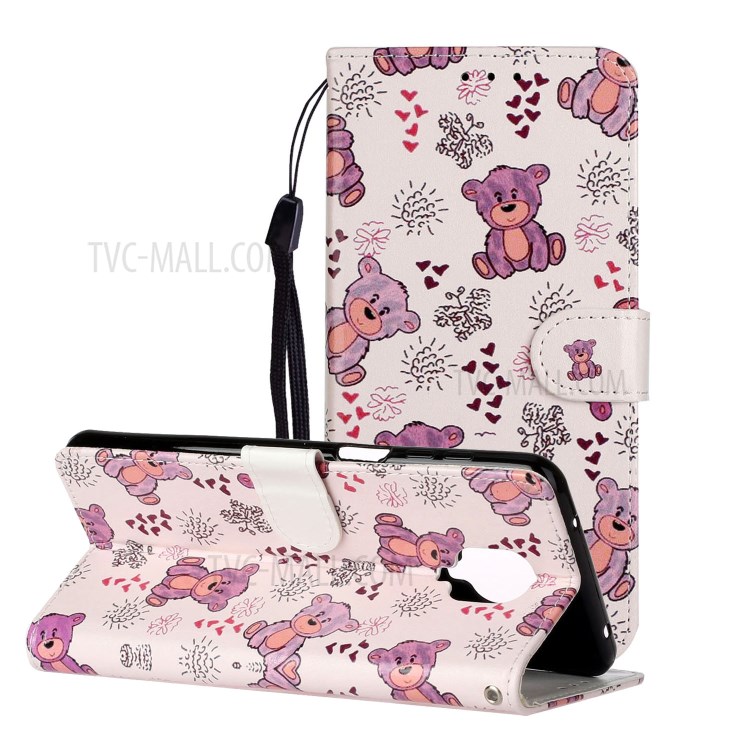 Embossed Patterned Wallet Leather Phone Case for Xiaomi Redmi Note 9S/9 Pro/9 Pro Max - Bear-2
