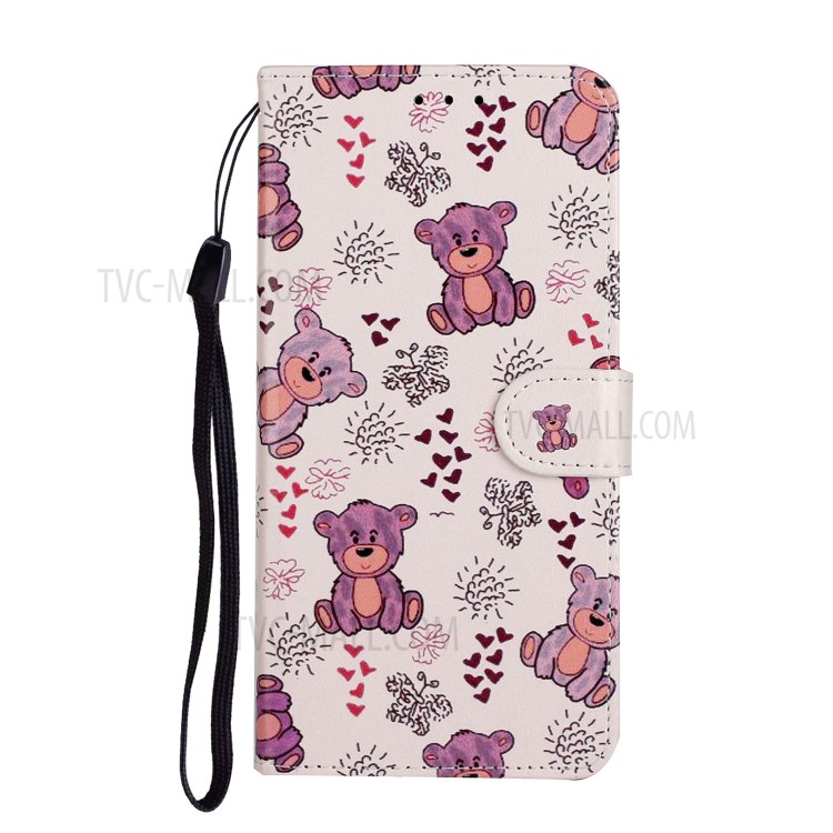 Embossed Patterned Wallet Leather Phone Case for Xiaomi Redmi Note 9S/9 Pro/9 Pro Max - Bear-3