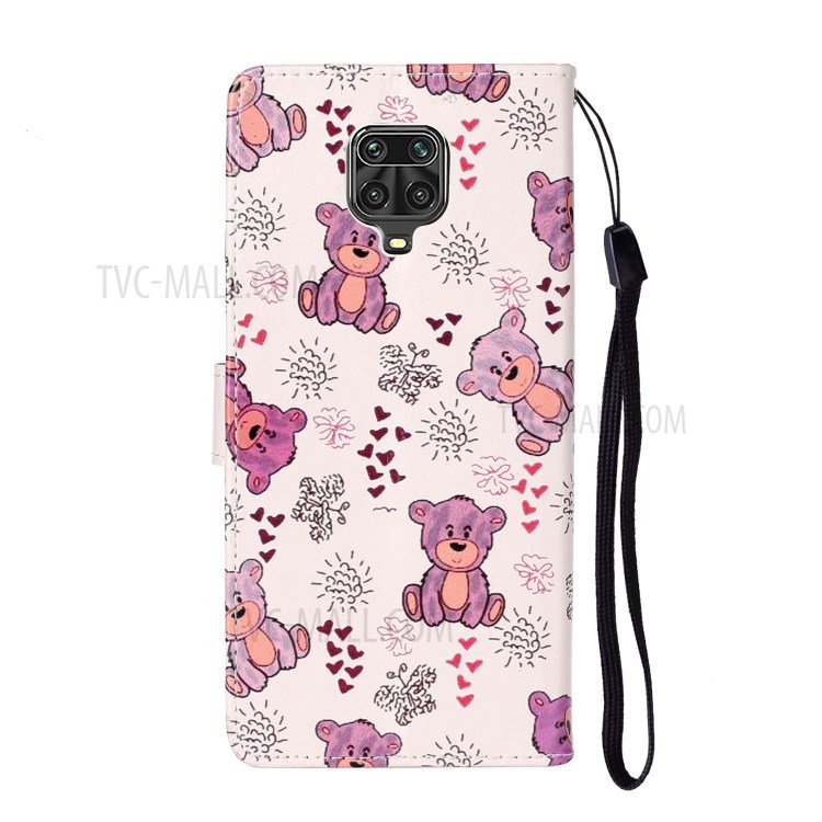 Embossed Patterned Wallet Leather Phone Case for Xiaomi Redmi Note 9S/9 Pro/9 Pro Max - Bear-4