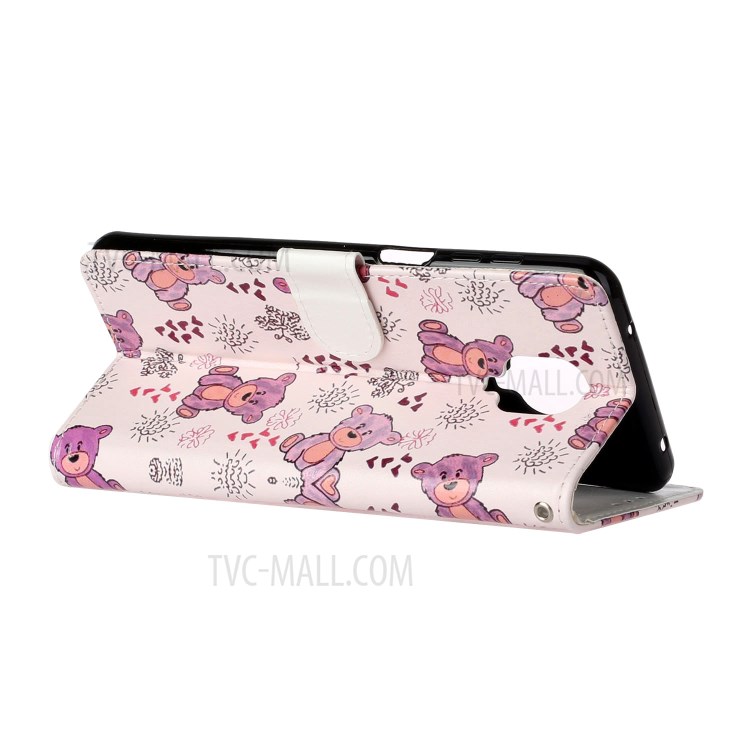 Embossed Patterned Wallet Leather Phone Case for Xiaomi Redmi Note 9S/9 Pro/9 Pro Max - Bear-5