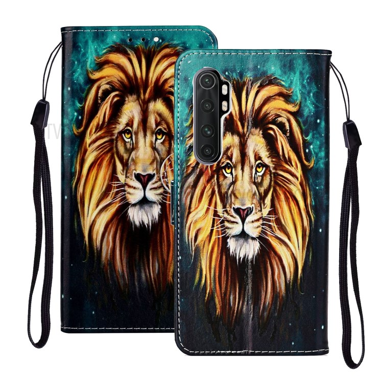 Relevo Couro Carteira Padronizada Caixa Do Telefone Móvel Para Xiaomi Mi Nota 10 Lite - Leão-1