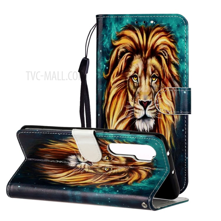 Relevo Couro Carteira Padronizada Caixa Do Telefone Móvel Para Xiaomi Mi Nota 10 Lite - Leão-2