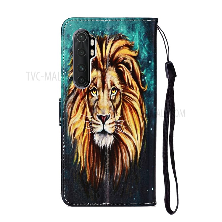 Relevo Couro Carteira Padronizada Caixa Do Telefone Móvel Para Xiaomi Mi Nota 10 Lite - Leão-4