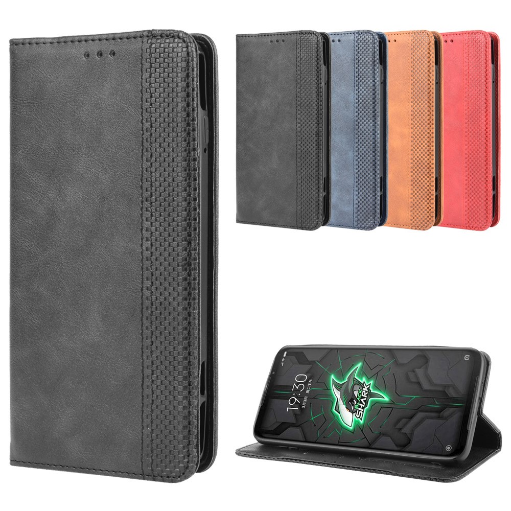 Auto-absorbed PU Leather Shell Wallet Cell Phone Cover for Xiaomi Black Shark 3 Pro - Black-12