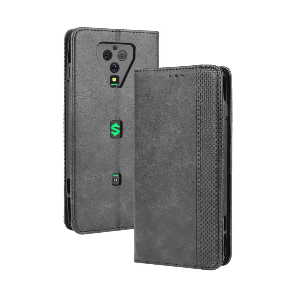 Auto-absorbed PU Leather Shell Wallet Cell Phone Cover for Xiaomi Black Shark 3 Pro - Black-2