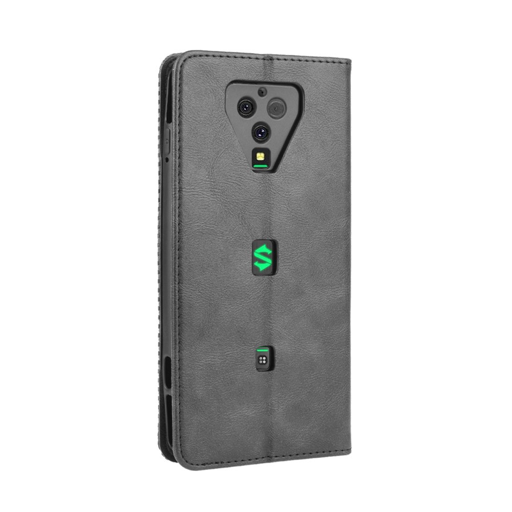 Auto-absorbed PU Leather Shell Wallet Cell Phone Cover for Xiaomi Black Shark 3 Pro - Black-7