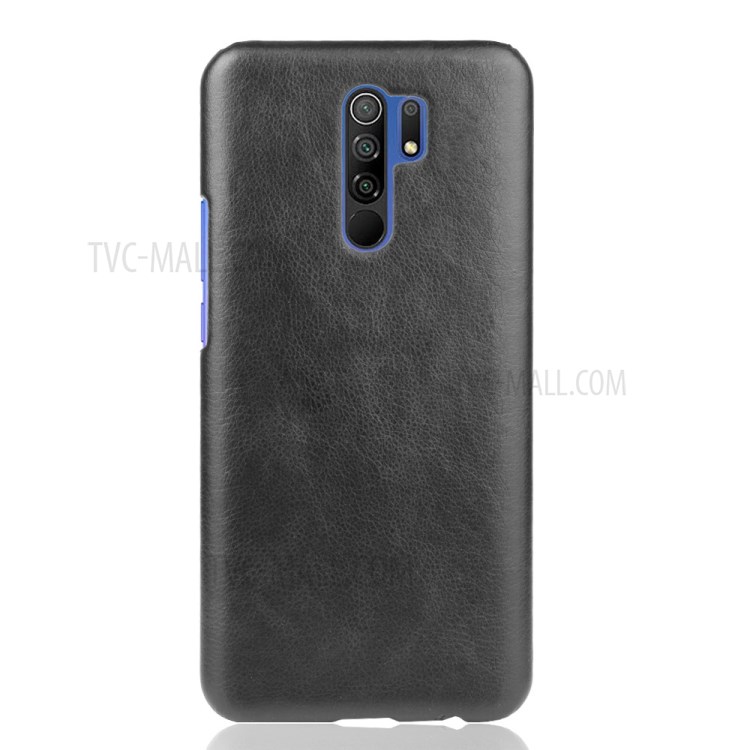 Grain Litchi Cuir PU Enduit Plastique Pour Xiaomi Redmi 9 - Noir-2