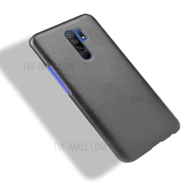 Grain Litchi Cuir PU Enduit Plastique Pour Xiaomi Redmi 9 - Noir-4