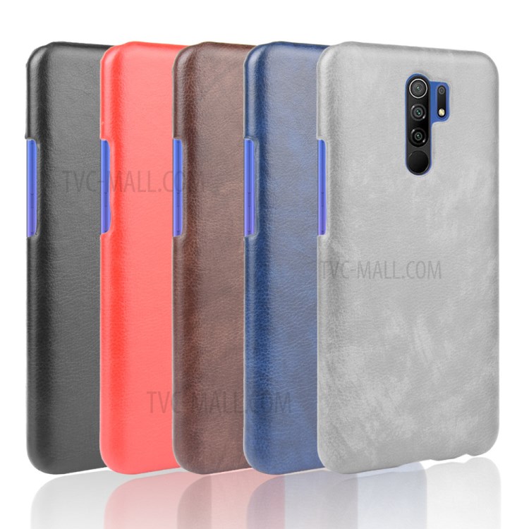 Grain Litchi Cuir PU Enduit Plastique Pour Xiaomi Redmi 9 - Noir-6