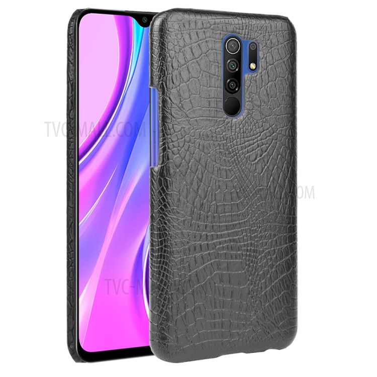 Crocodilo Textura PU Capa De Couro + Telefone PC Para Xiaomi Redmi 9 - Preto-1